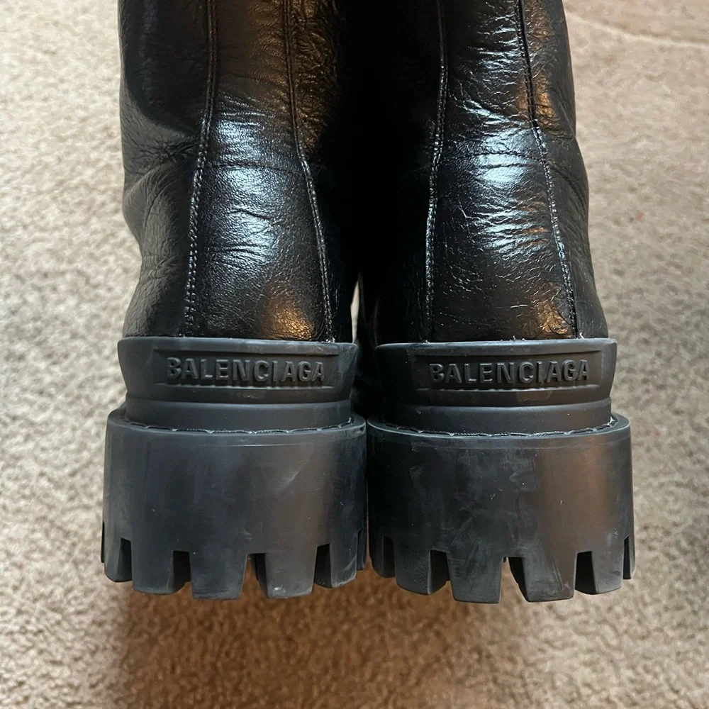 Balenciaga Crackled Leather Strike Boots Size 46 (US 12) - Picture 6 of 12